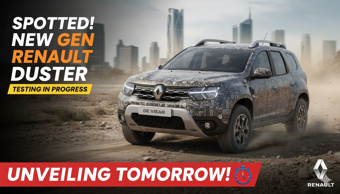 कैमोफ्लेज कवर में टेस्टिंग के दौरान स्पॉट हुई Renault Duster की नई जनरेशन SUV.