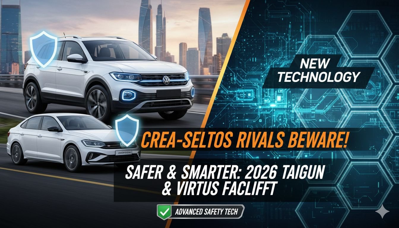 2026 Volkswagen Taigun फेसलिफ्ट स्पाइड टेस्टिंग में, नई फ्रंट ग्रिल और LED लाइट्स के साथ