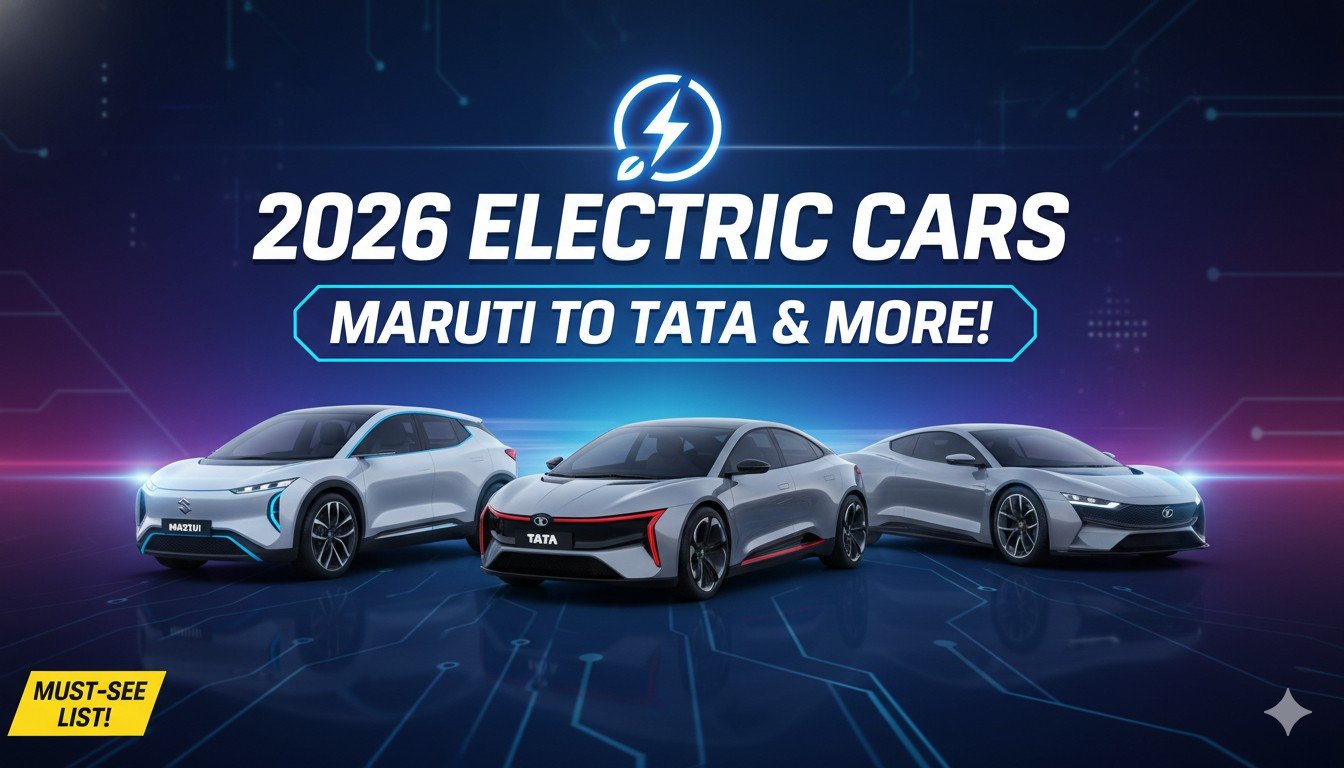 2026 में लॉन्च होने वाली इलेक्ट्रिक कार्स की इमेज जिसमें Maruti e Vitara और Tata Sierra EV दिख रही हैं