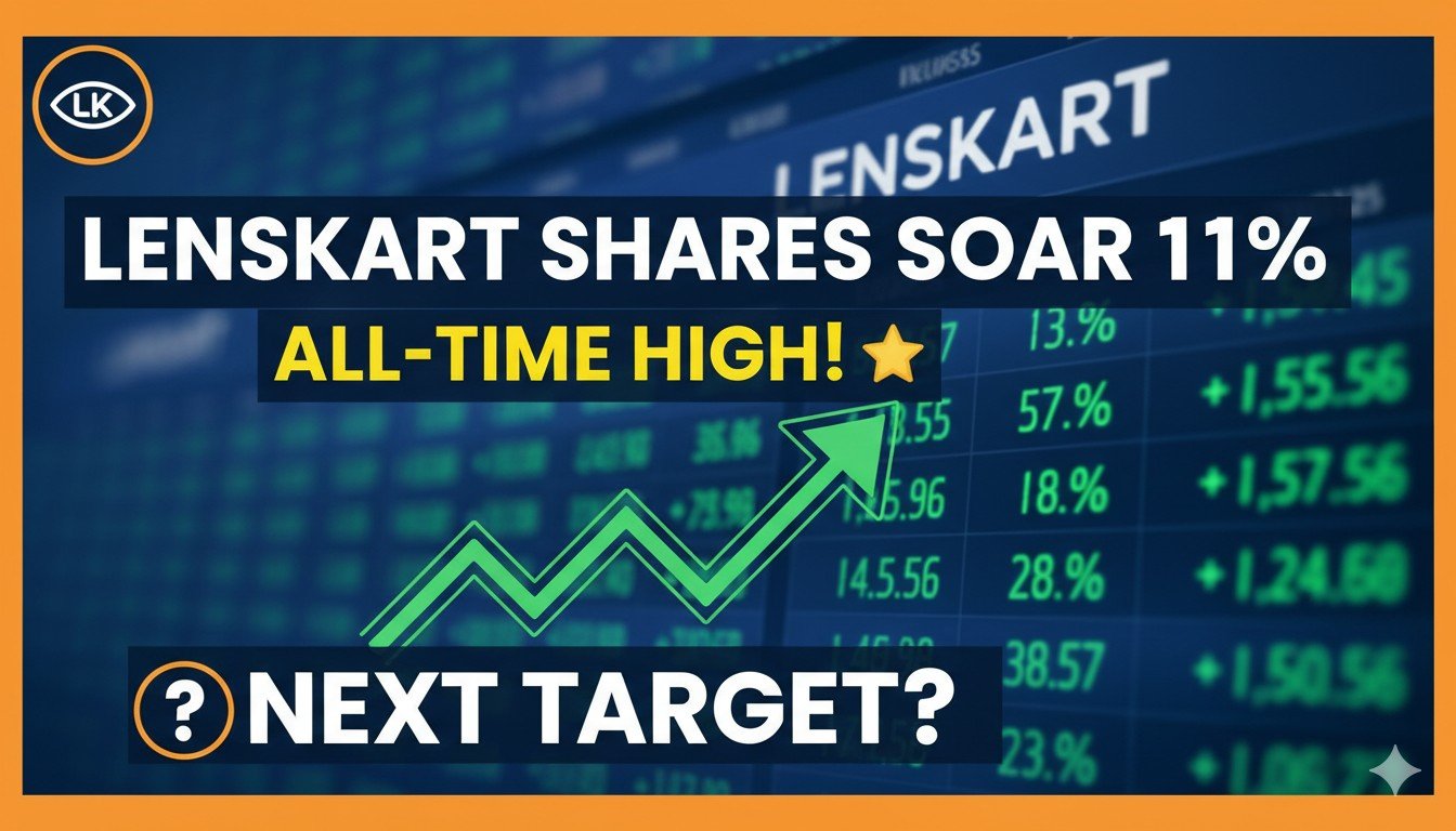 Lenskart Solutions शेयर प्राइस चार्ट ऑल टाइम हाई पर, BSE NSE स्टॉक मार्केट तेजी