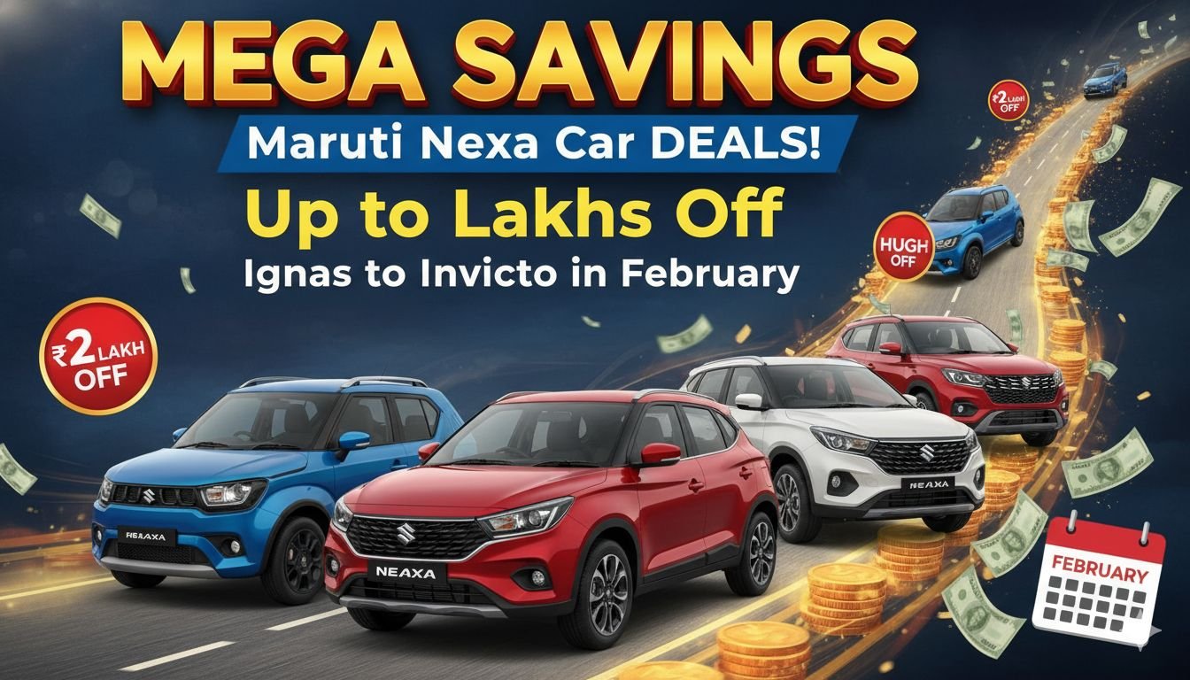 Maruti Nexa cars lineup with heavy discounts in February 2026 on Ignis and Invicto models