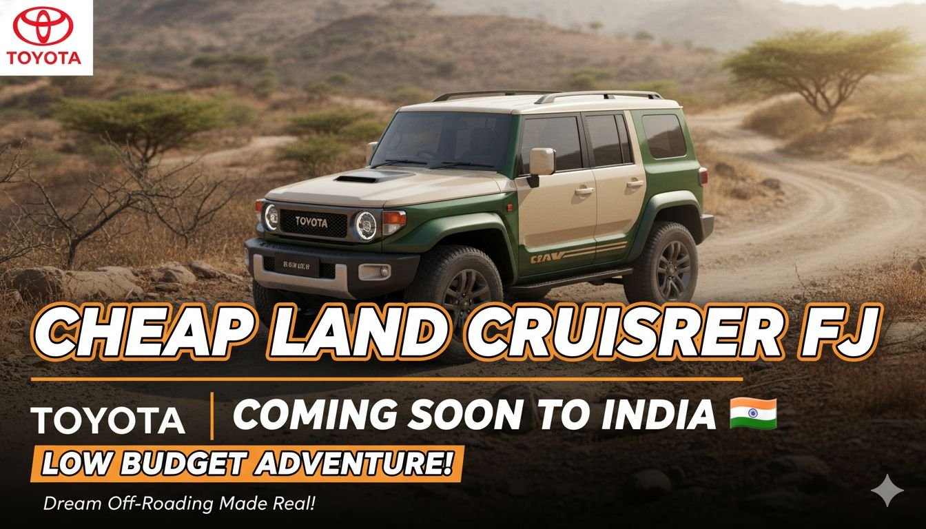 Toyota Land Cruiser FJ नई सस्ती ऑफ-रोड SUV फ्रंट व्यू, रेट्रो डिजाइन और बॉक्सी लुक के साथ