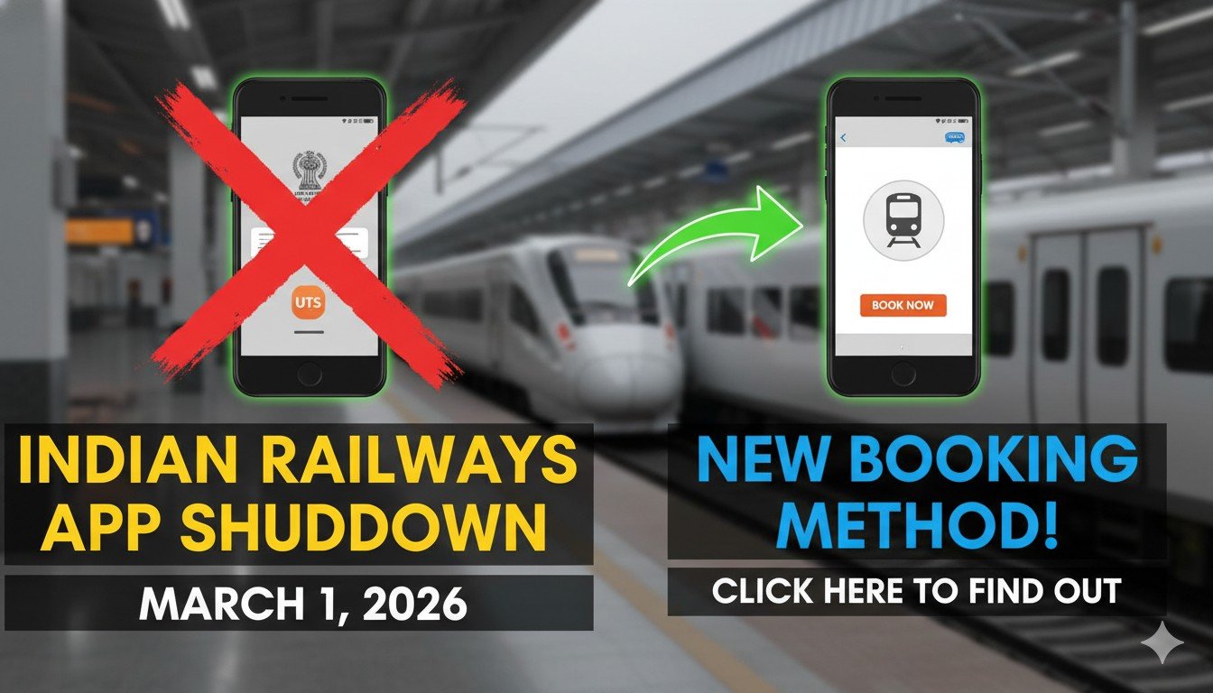 भारतीय रेलवे का UTS ऐप 1 मार्च 2026 से बंद, अब RailOne ऐप से टिकट बुकिंग