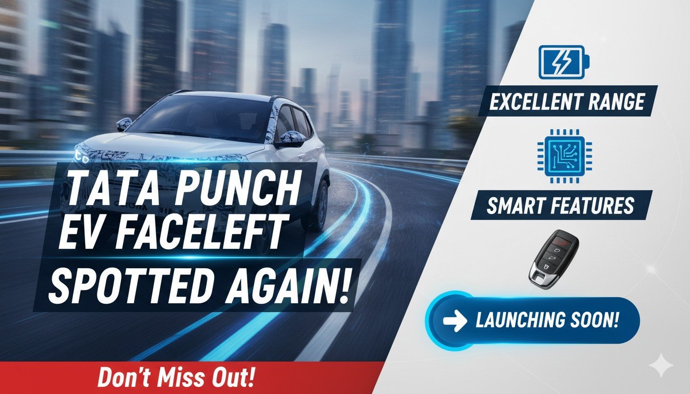 टाटा पंच ईवी फेसलिफ्ट बिना कवर के स्पॉट हुई, नया फ्रंट डिज़ाइन और LED DRLs के साथ