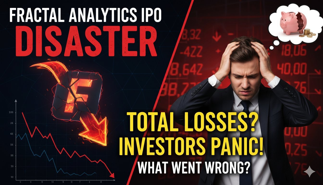 Fractal Analytics IPO listing day stock price chart showing decline and investor disappointment on NSE BSE