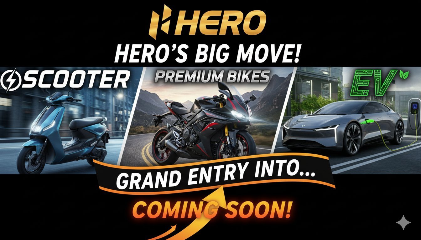 हीरो मोटोकॉर्प Vida VX2 इलेक्ट्रिक स्कूटर और प्रीमियम बाइक्स का ग्रुप शॉट, 2026 लॉन्च हाइलाइट्स