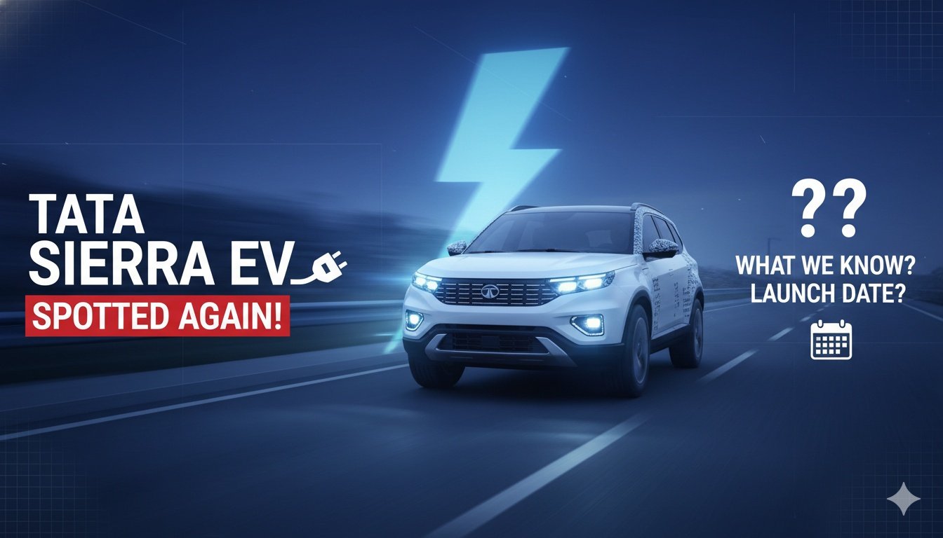 टाटा सिएरा ईवी टेस्ट म्यूल कैमोफ्लाज में भारतीय सड़कों पर टेस्टिंग के दौरान