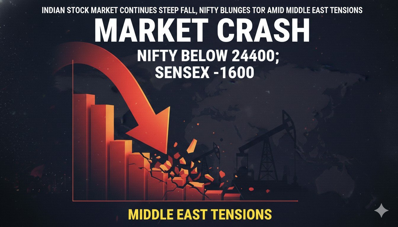 भारतीय शेयर बाजार में गिरावट, सेंसेक्स और निफ्टी लाल निशान में, मिडिल ईस्ट टेंशन के बीच